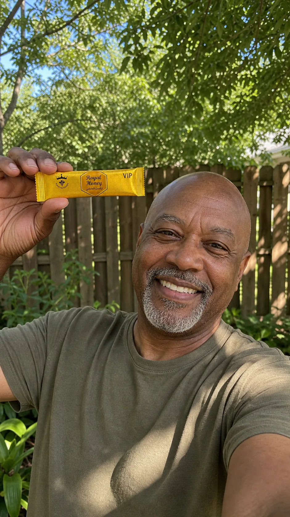 Royal Honey customer holding a sachet